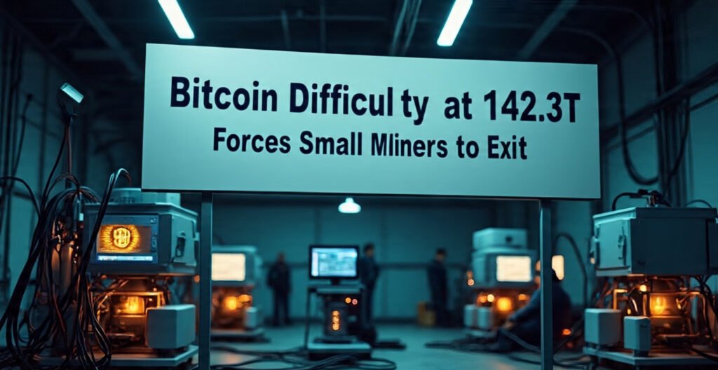Bitcoin Difficulty at 142.3T Forces Small Miners to Exit